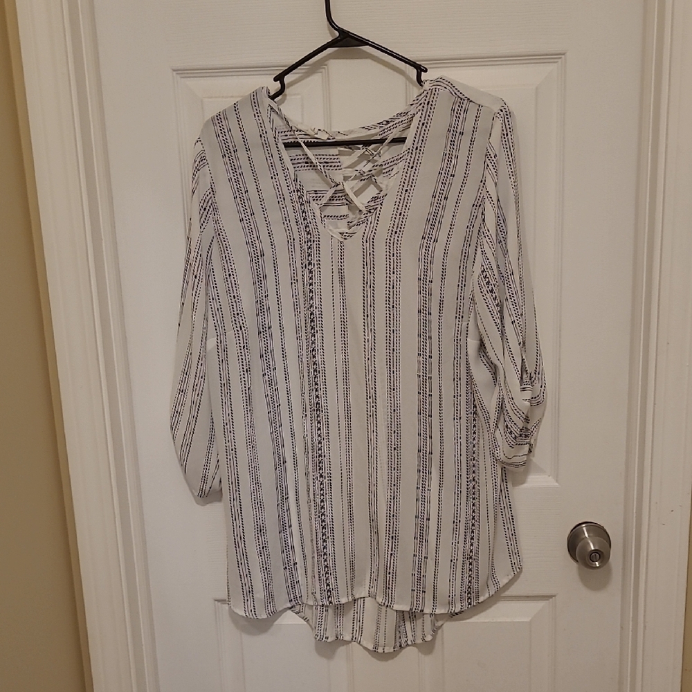 Striped White and Blue Women's Top